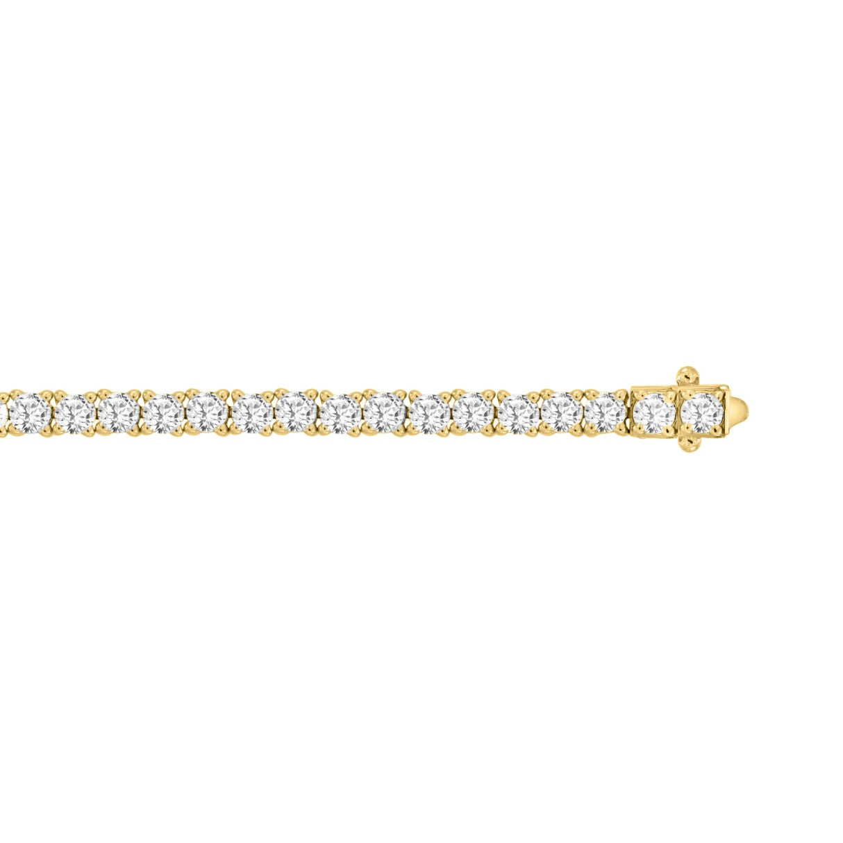 Classic 4 Prong Lab Diamond Tennis Bracelet – ~5ct – 14k Yellow Gold – flat view