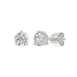 Lab Diamond 3-Prong Basket Pushback Stud Earrings - 2.5ct - 14K White Gold