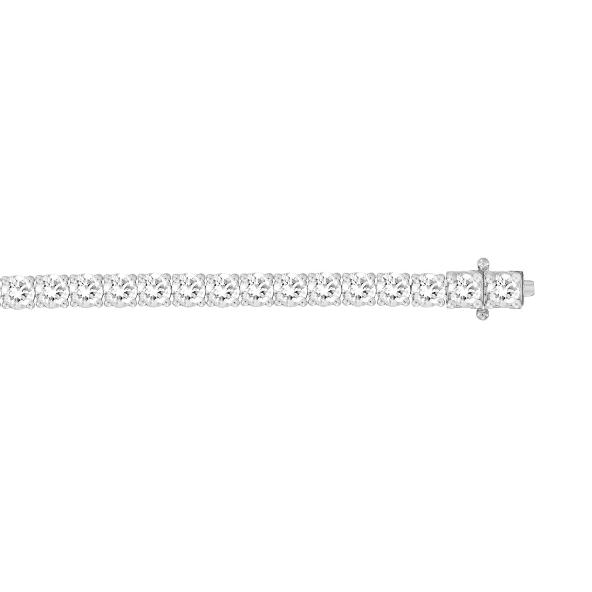 Classic 4 Prong Lab Diamond Tennis Bracelet – ~7ct – 14k White Gold – flat view