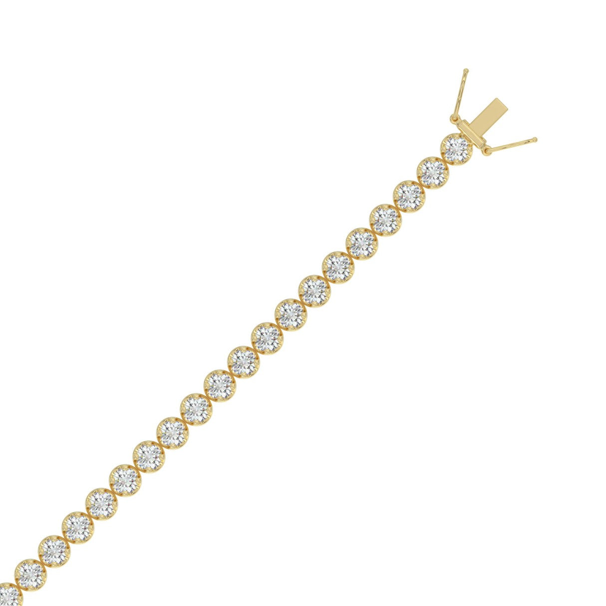 Lightweight Fusion Lab Diamond Tennis Bracelet – ~7ct – 14k Yellow Gold – flat view