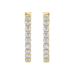 Lab Diamond Inside-Out Round Hoop Earring - 5ct - 14K Yellow Gold