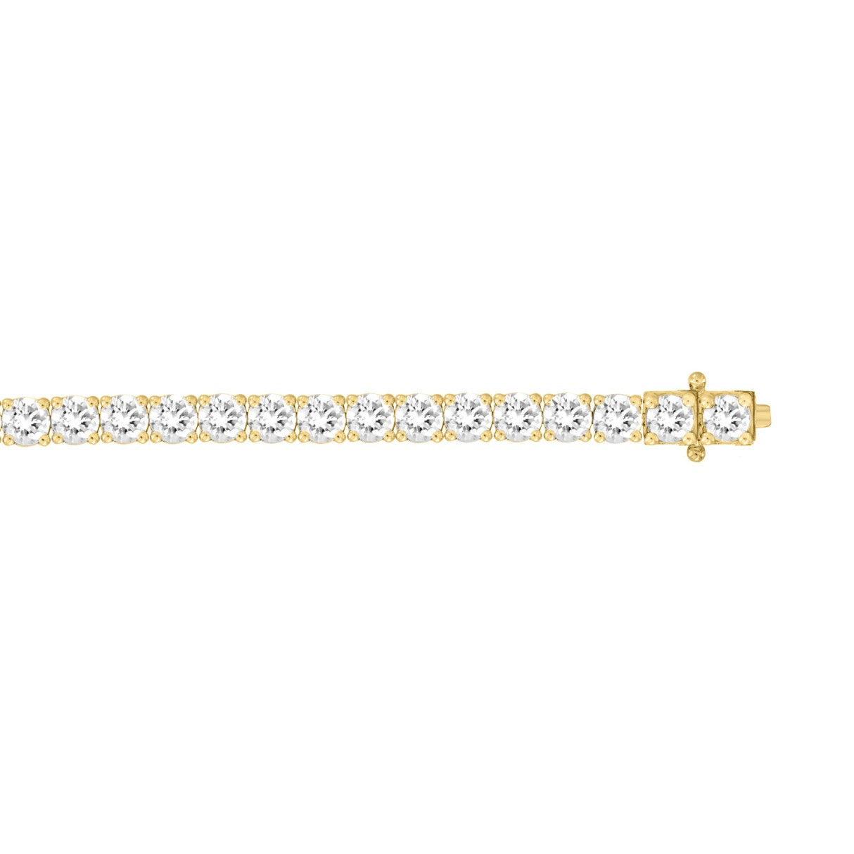 Classic 4 Prong Lab Diamond Tennis Bracelet – ~7ct – 14k Yellow Gold – flat view