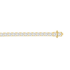 Classic 4 Prong Lab Diamond Tennis Bracelet – ~7ct – 14k Yellow Gold – flat view