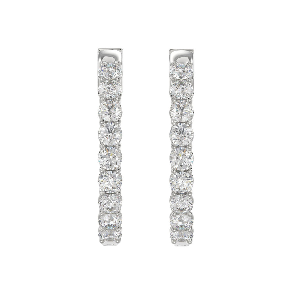 Lab Diamond Inside-Out Round Hoop Earring - 5ct - 14K White Gold