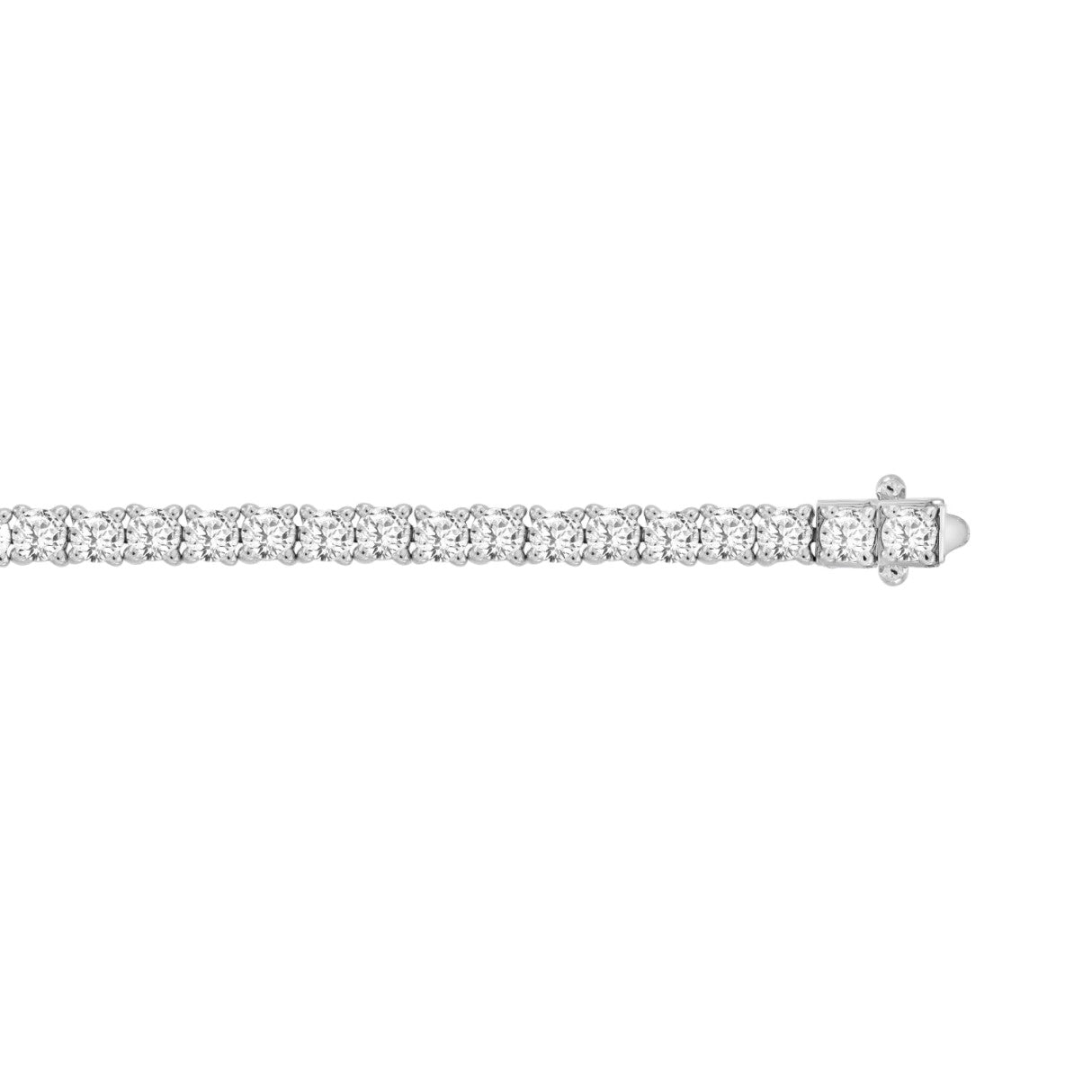 Classic 4 Prong Lab Diamond Tennis Bracelet – ~5ct – 14k White Gold – flat view