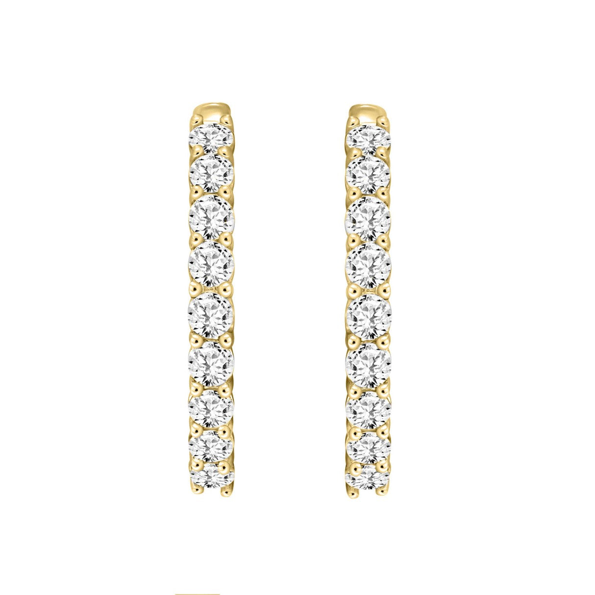 Lab Diamond Inside-Out Round Hoop Earring - 7ct - 14K Yellow Gold