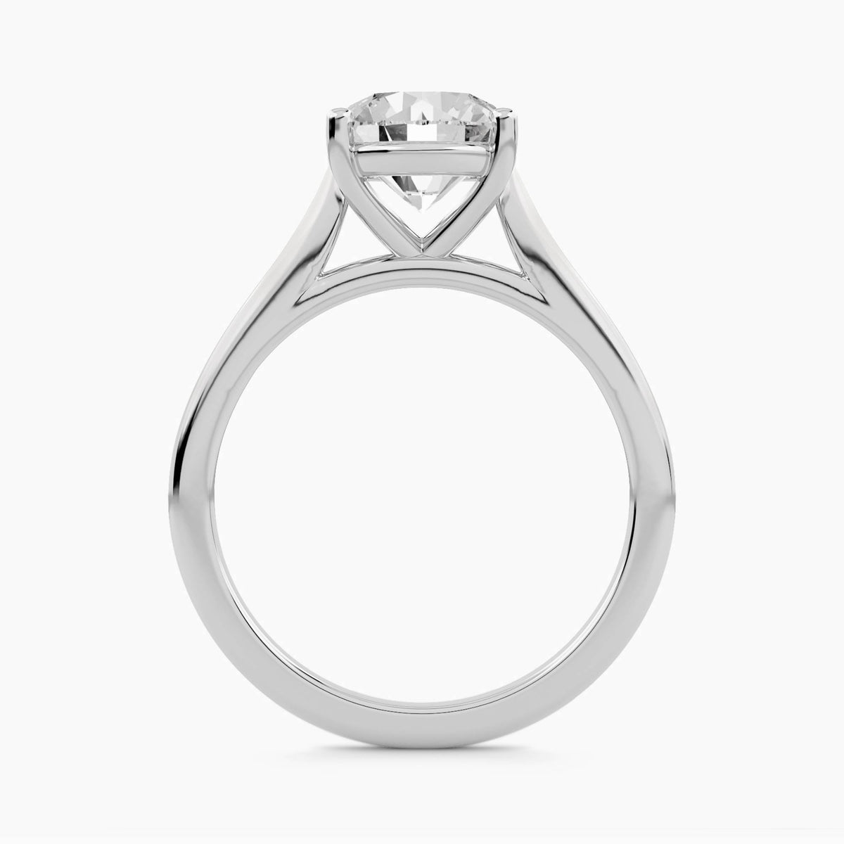 Solitaire Ring with Plain Cathedral Shank, front view