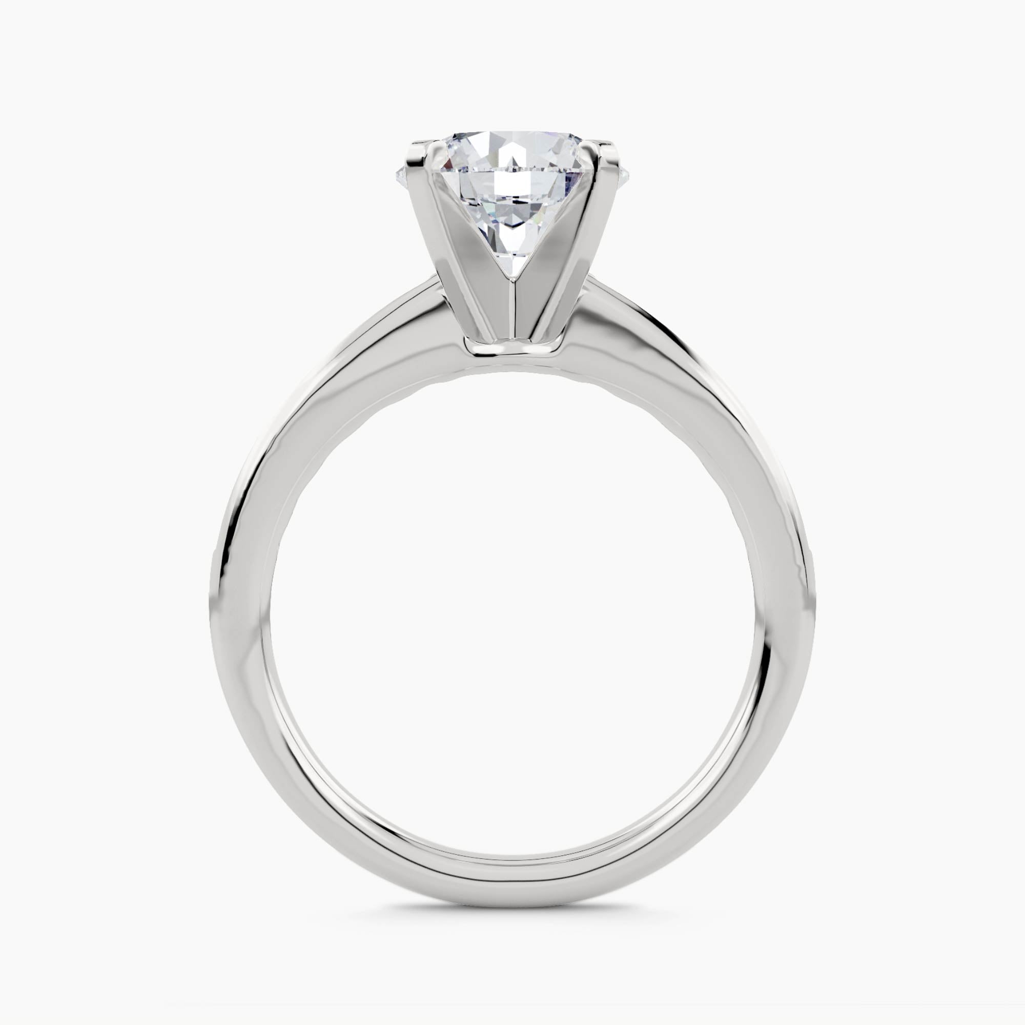 Solitaire Ring with Graduated Channel-Set Swept Shank, front view