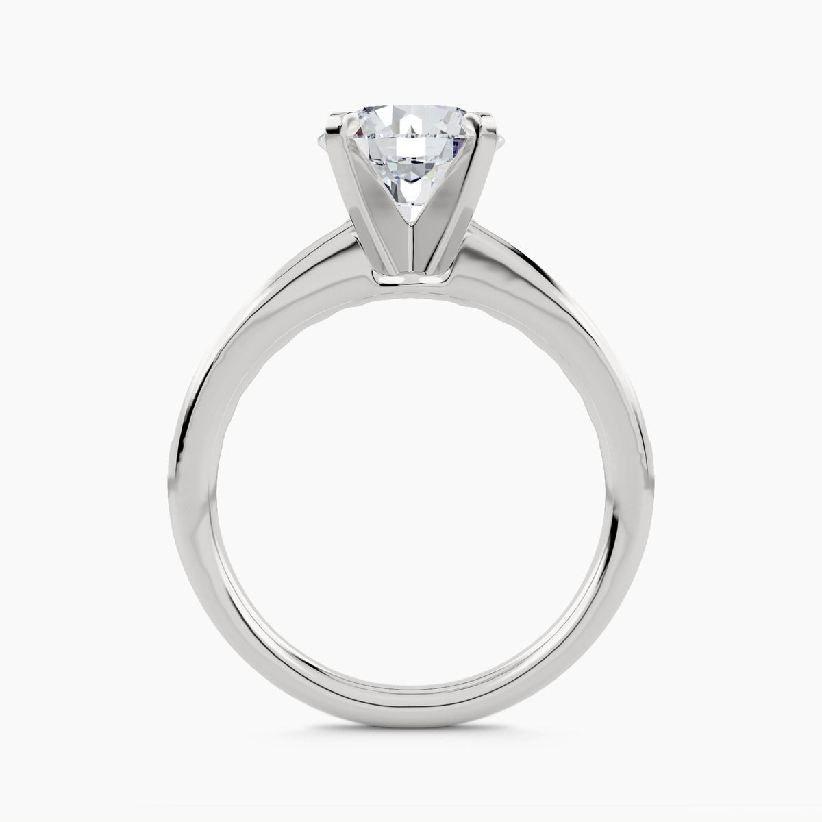 Solitaire Ring with Graduated Channel-Set Swept Shank, front view