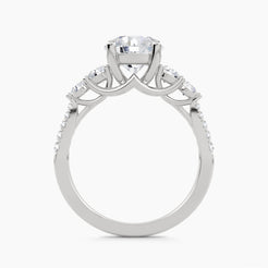 Five-Stone Ring with Round Side Stones and Pavé Shank, front view
