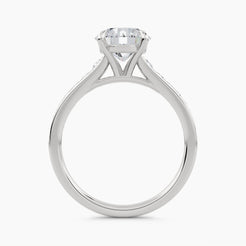 Solitaire Ring with Graduated Channel-Set Cathedral Band, front view