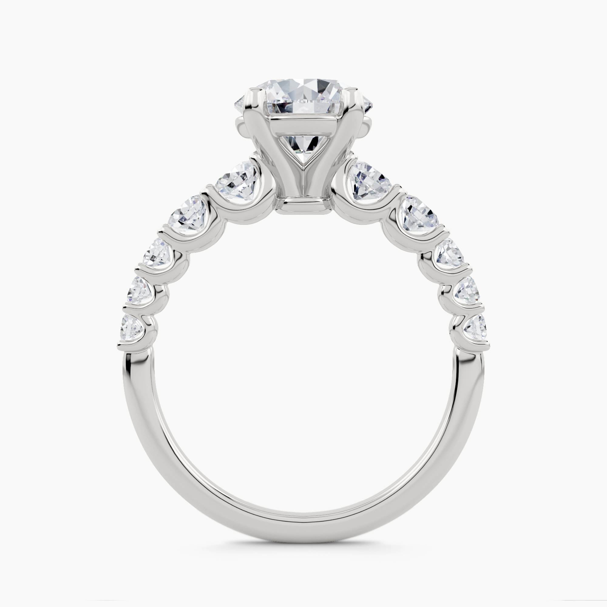 Solitaire Ring with Graduated Round Accents on Shank, front view