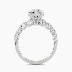Solitaire Ring with Graduated Round Accents on Shank, front view