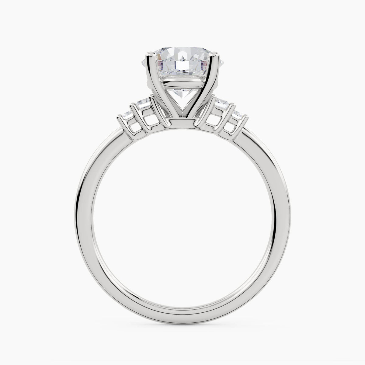 Five-Stone Ring with Double Baguette Side Stones, front view