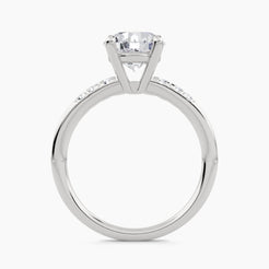 Solitaire Ring with Spaced Round Pavé on Shank, front view