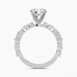 Solitaire Ring with Alternating Marquise Accents on Shank, front view