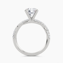 Solitaire Ring with Vine Twist Pavé Shank, front view