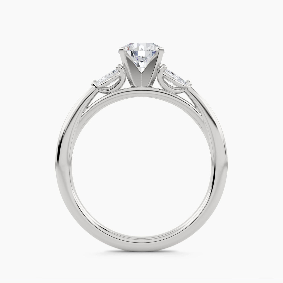 Solitaire Ring with Double Marquise Cluster, front view