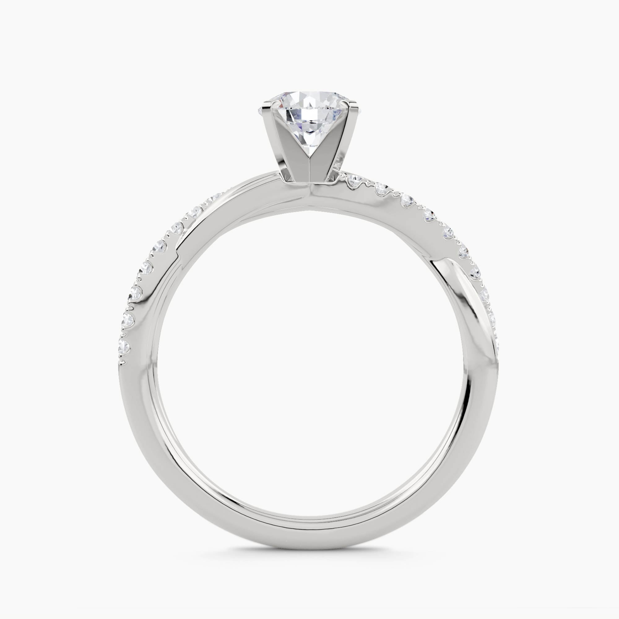 Solitaire Ring with Pavé Split Shank, front view