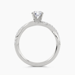 Solitaire Ring with Pavé Split Shank, front view
