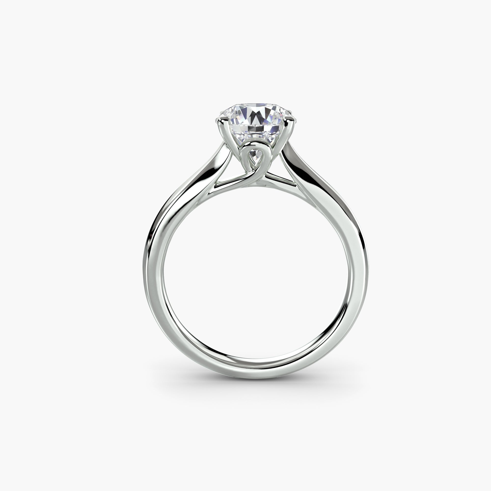 Solitaire Ring with Rounded Cathedral Shank, front view