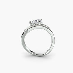 Solitaire Ring with Double-Line Bypass Shank, front view