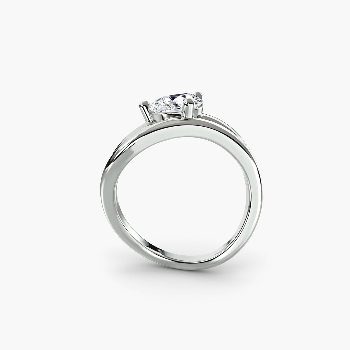 Solitaire Ring with Double-Line Bypass Shank, front view