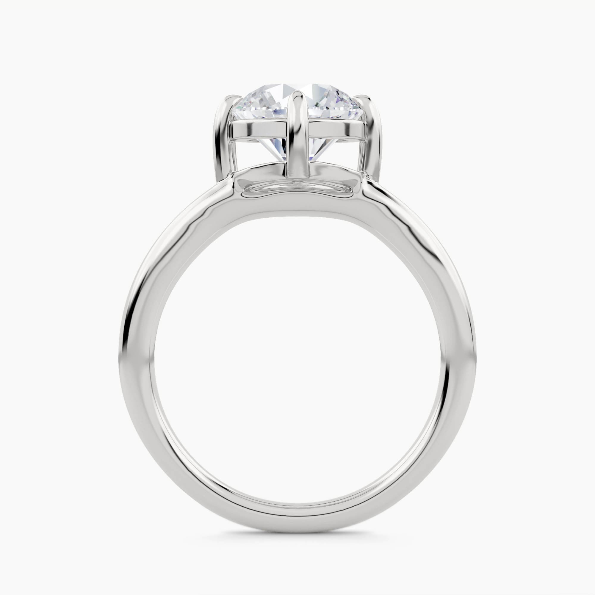 North-south solitaire engagement ring with plain shank, front view