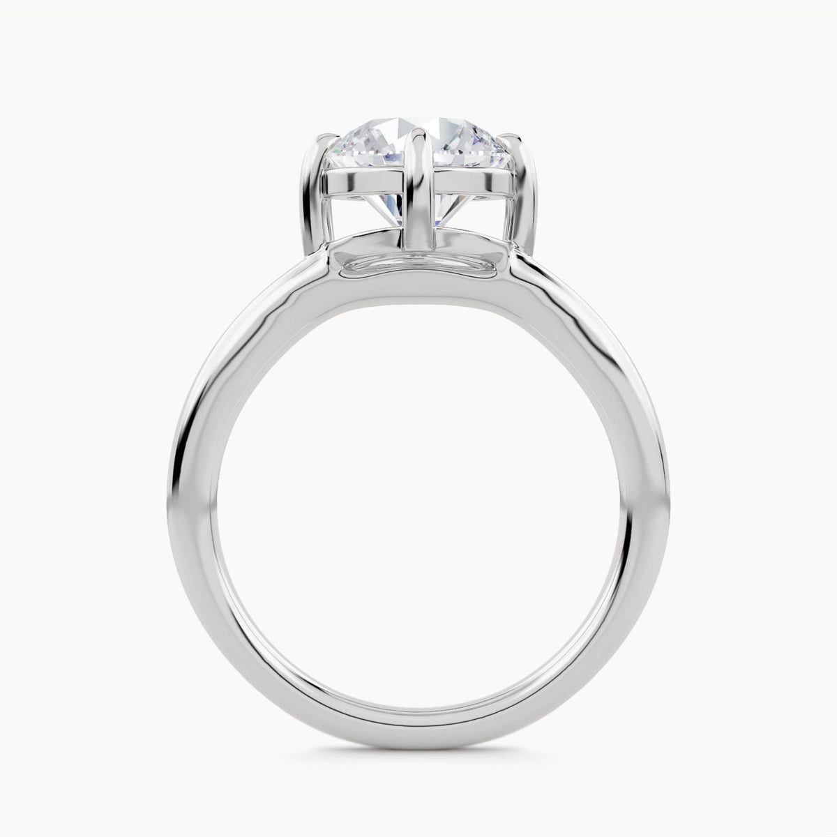 North-south solitaire engagement ring with plain shank, front view