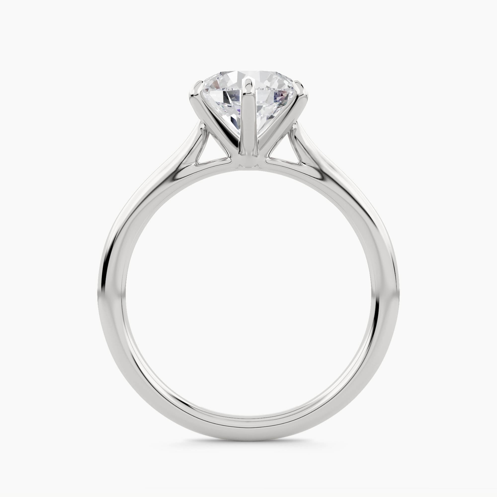 Solitaire engagement ring with plain shank, front view