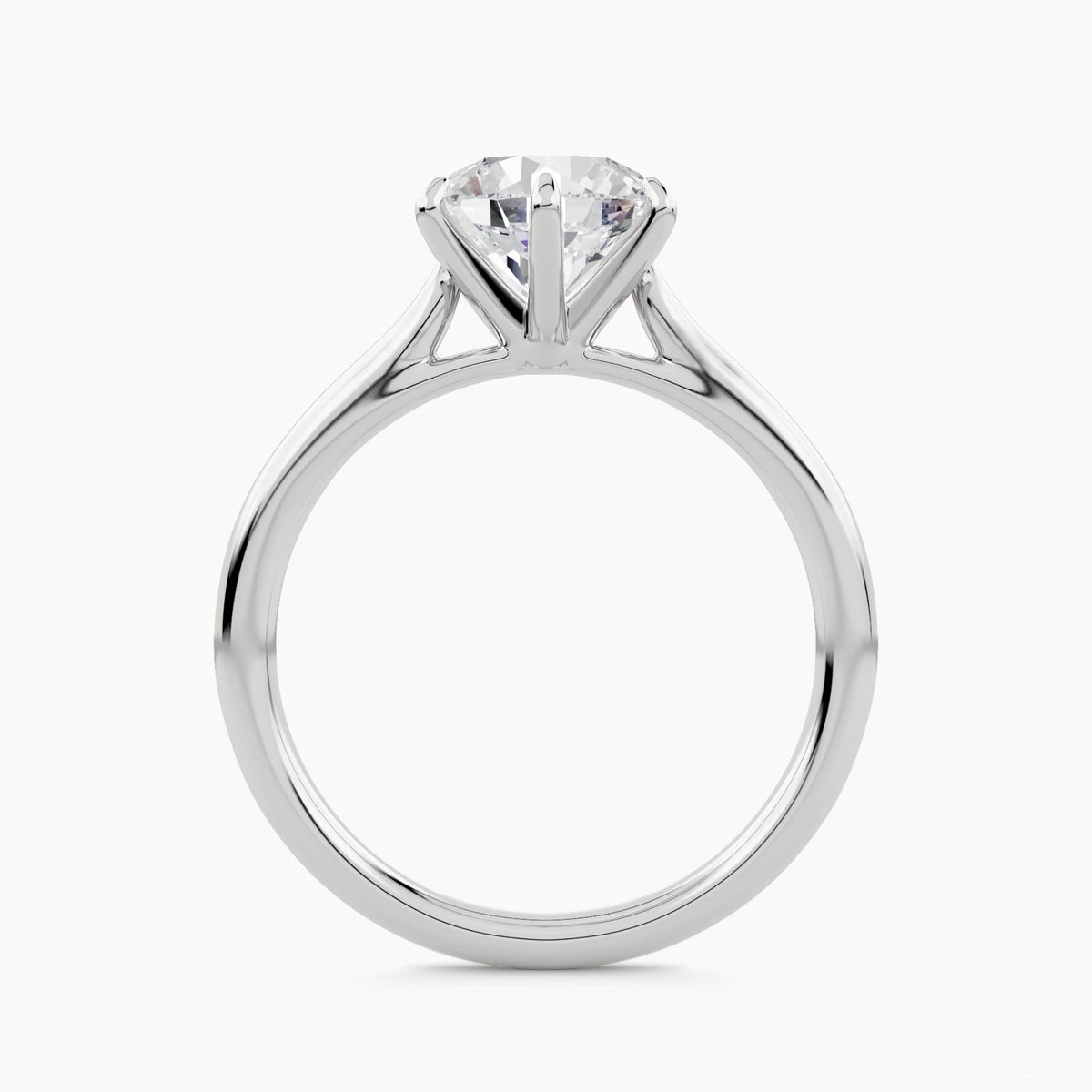 Solitaire engagement ring with plain shank, front view
