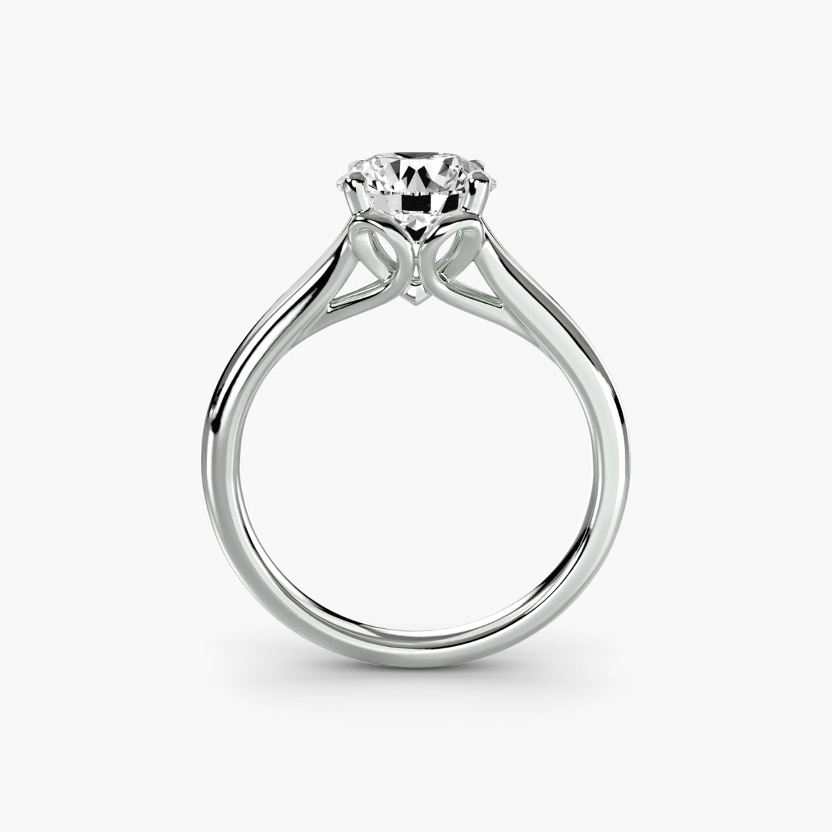 Solitaire Ring with Split Cathedral Shank, front view