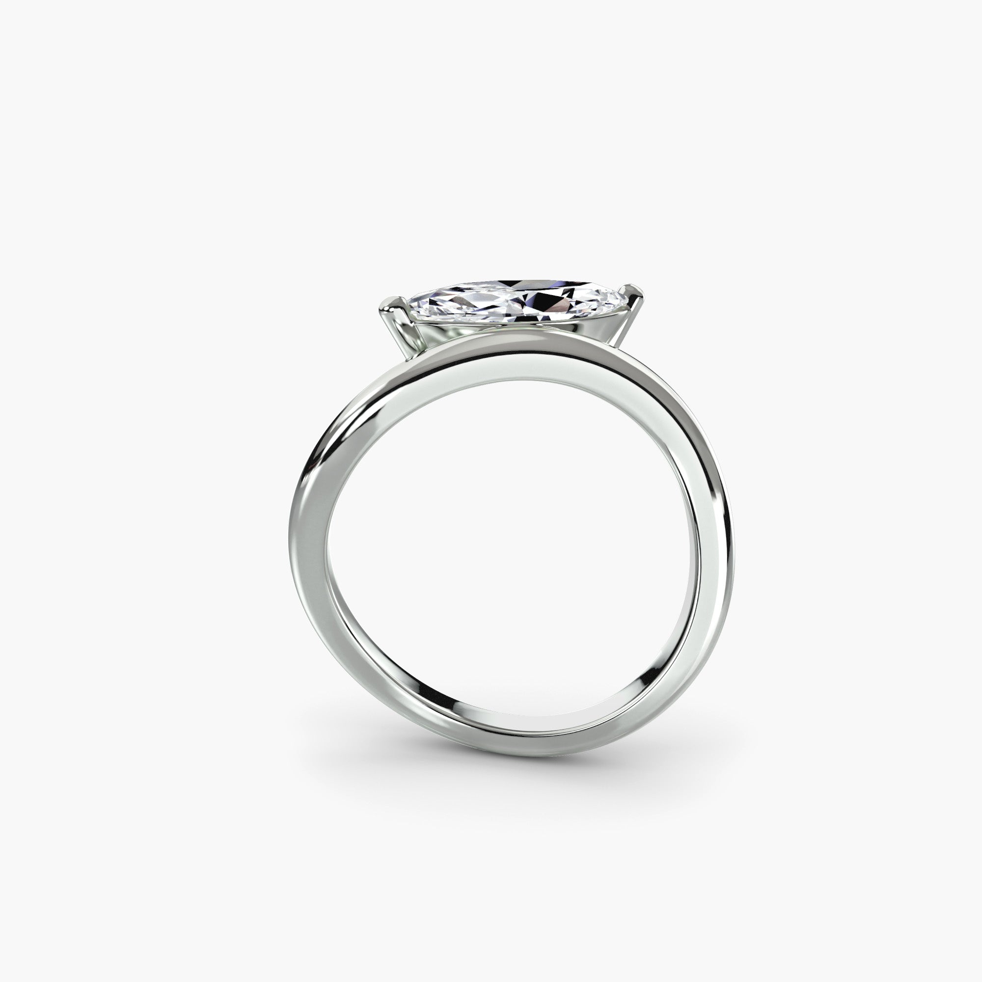 Solitaire Ring with Single-Line Bypass Shank, front view