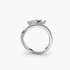 Solitaire Ring with Single-Line Bypass Shank, front view