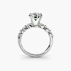 Solitaire Ring with Marquise & Round Accents on Shank, front view