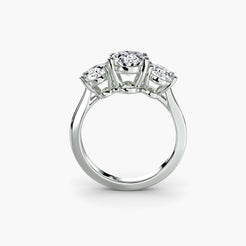 Three-Stone Ring with Oval Side Stones, front view