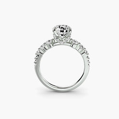 Solitaire Ring with Round Accents and Pavé Shank, front view