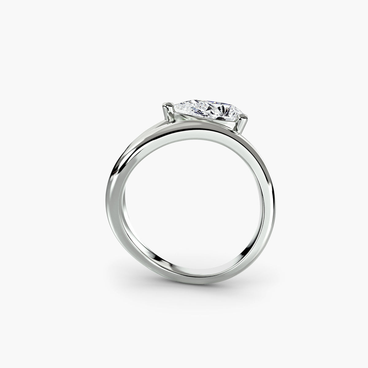 Solitaire Ring with Open Bypass Shank, front view