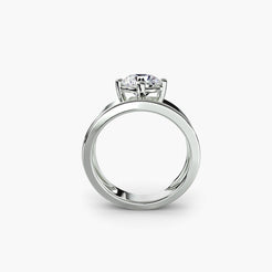 Solitaire Ring with Wide Plain Band, front view